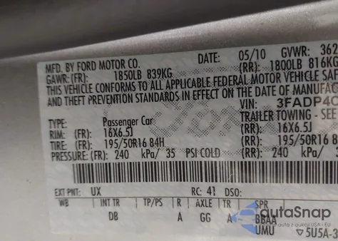 2011 Ford Fiesta Sel z USA, uszkodzony, nr VIN 3FADP4CJ3BM105792